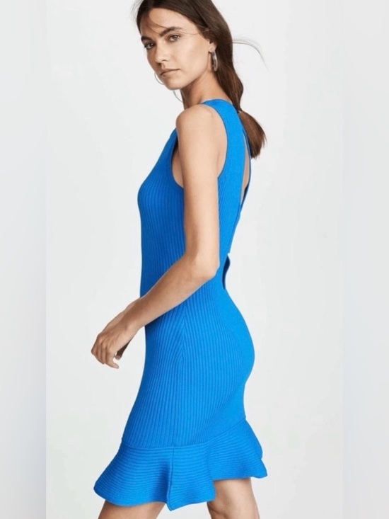 PARKER Lynn Ruffle Skirt Knit Dress Women's Size XS Blue - Picture 3 of 16